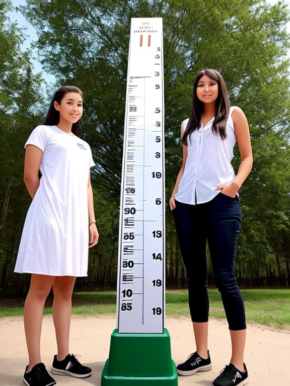 12 feet tall girl compares height with short girls
