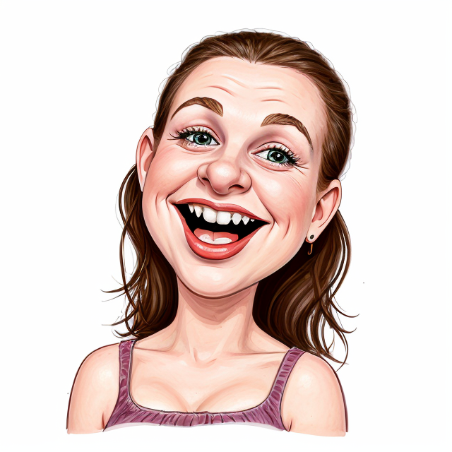 singing girl, smiling, white background, sharp focus, (caricature:1.4), drawing