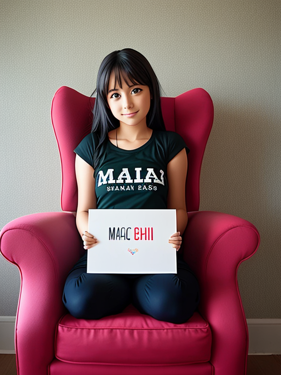 Wings girl in a chair with her name Macchi written on it