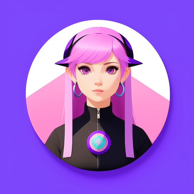 Generate an avatar with the inscription Lean C2 in the colors purple pink a little blue-black like in your homeland, Badge, Badge logo, Centered, Digital illustration, Soft color palette, Simple, Vector illustration, Flat illustration, Illustration, Trending on Artstation, Popular on Dribbble, Pastel colors, On a white background
