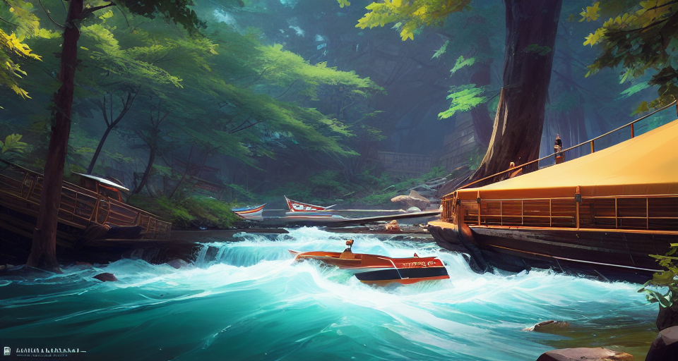boats on polygonal rivers, light dust, magnificent, close up, details, sharp focus, elegant, highly detailed, illustration, by Jordan Grimmer and greg rutkowski and PiNe(パイネ) and 薯子Imoko and 香川悠作 and wlop and maya takamura, intricate, beautiful, Trending artstation, pixiv, digital Art