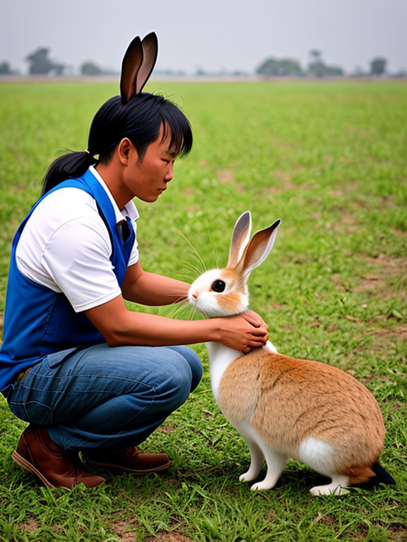 Giang rabbit eating a man