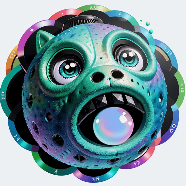Create a realistic asteroid mascot named Acidoid, covered in green acid, with eyes and a mouth, using vibrant colors., Badge, Badge logo, Centered, Digital illustration, Soft color palette, Simple, Vector illustration, Flat illustration, Illustration, Trending on Artstation, Popular on Dribbble, Pastel colors, On a white background