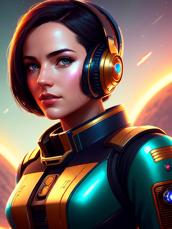 retrofuturistic portrait of an android, space graphics art in background, close up, wlop, dan mumford, artgerm, liam brazier, peter mohrbacher, 8 k, raw, featured in artstation, octane render, cinematic, elegant, intricate, 8 k