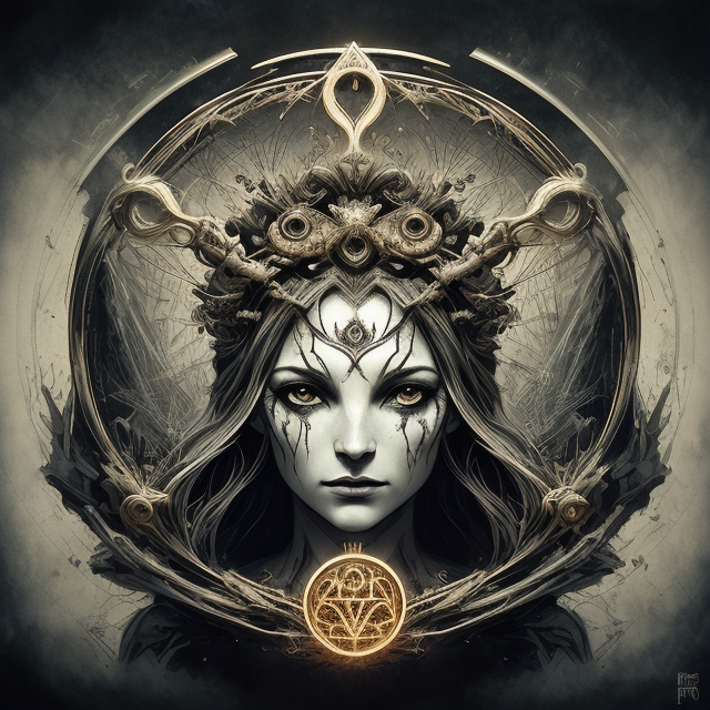 A captivating dark fantasy logo of Pandora, the Greek goddess, holding an intricately designed box that emits a dark aura. Her eyes are cast downwards, and the box seems to contain a mysterious and sinister energy, with tendrils of shadow escaping from it. The name 