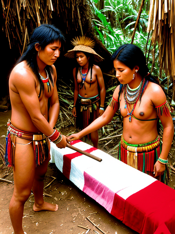 Yanomami Tribe (Brazil and Venezuela) - Endocannibalistic Funerals: The Yanomami believe that consuming the ashes of the bones of the deceased will help their spirits achieve peace.  After the body is burned, the bone ash is mixed with food and eaten by the tribe members.
