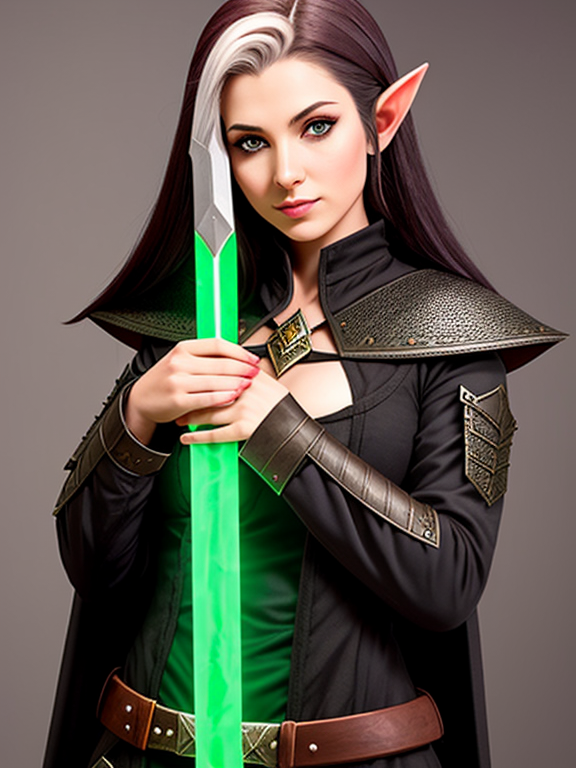 Female half-elf hex blade warlock from dnd