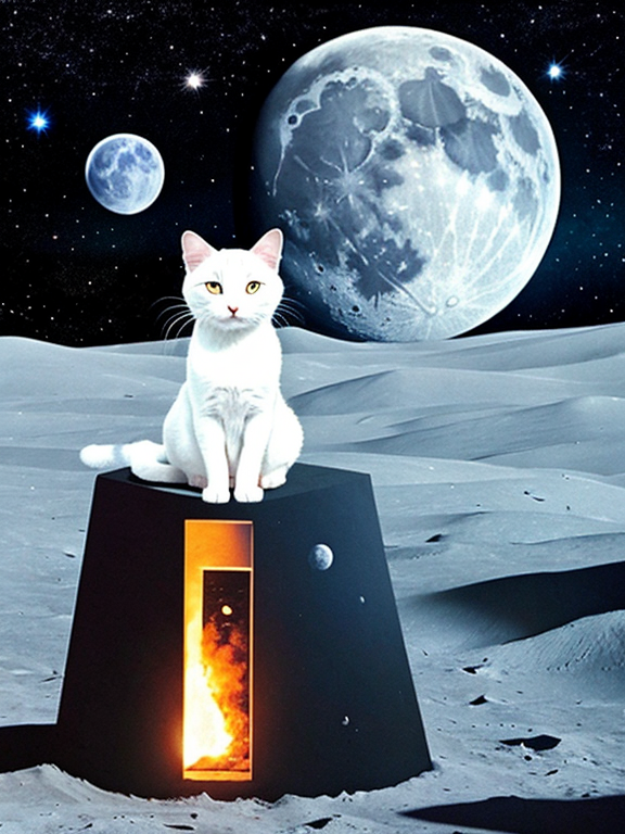 The cat goes to the moon