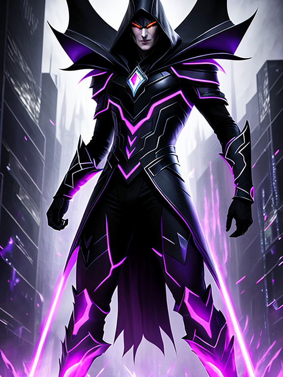 Villain Name: Dark Flux  Appearance: Dark Flux is a towering figure with a sinister aura surrounding him. His appearance is reminiscent of Binary, but twisted and corrupted, with dark energy crackling around him. His eyes glow with malevolence, and his features are contorted into a menacing expression.