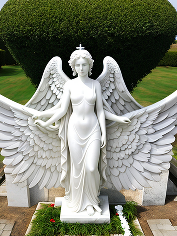 Beautiful monumental white marble angel for grave