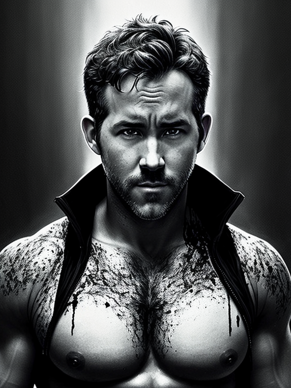 Ryan Reynolds, dark atmosphere, intricate, elegant, highly detailed, art, smooth, sharp focus, illustration, NSFW