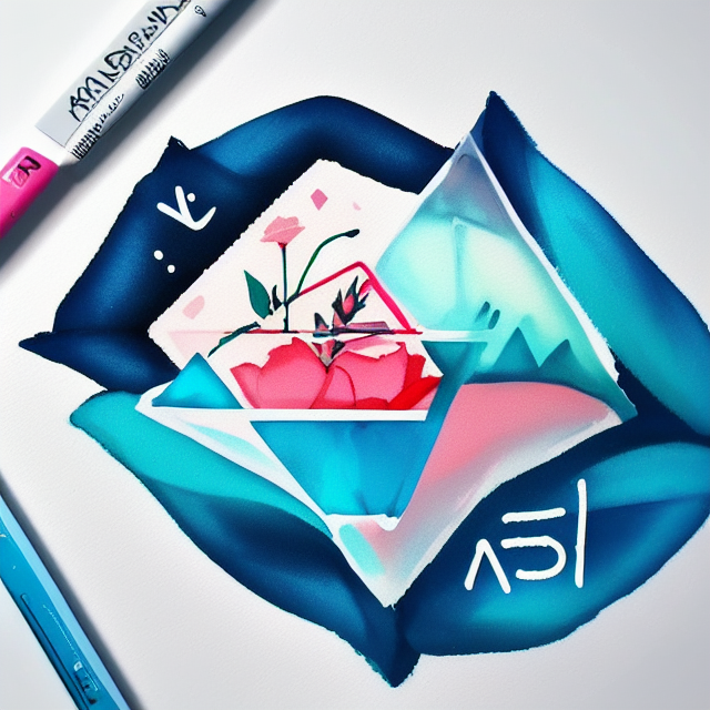 i want logo for account instagram by name layal store with color baby blue and pink , white background behind the triangle with no objects, in Agnes Cecile art style, illustration, ink illustration, white background, Make a logo with Tea and Bloom