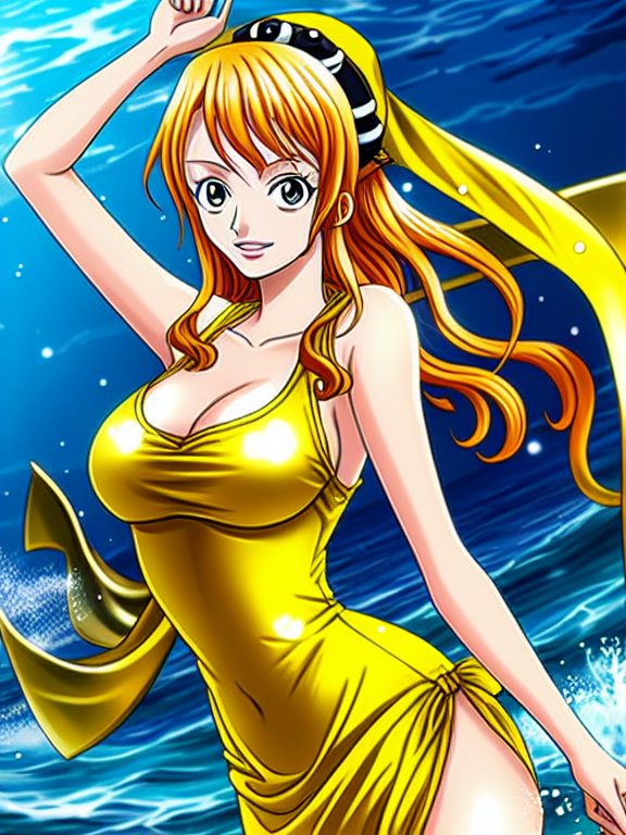 accurate nami one piece in golden dress