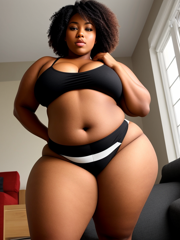 Thick Chubby black woman with bulge in pants