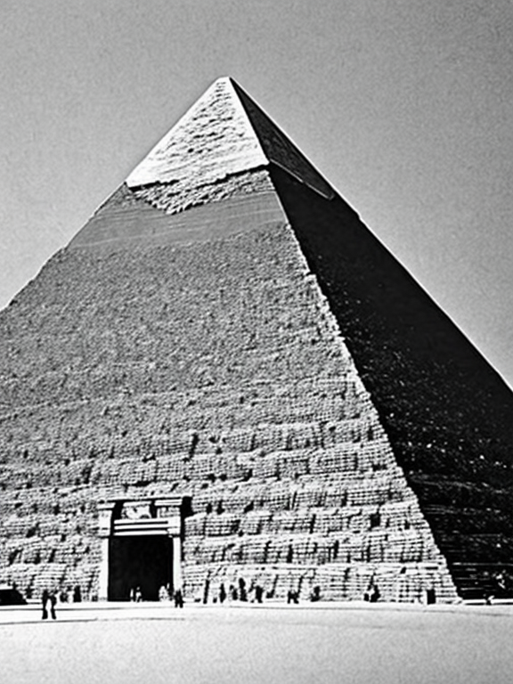 a pencill sketch of a reconstruction of the Pyramid of Giza, 