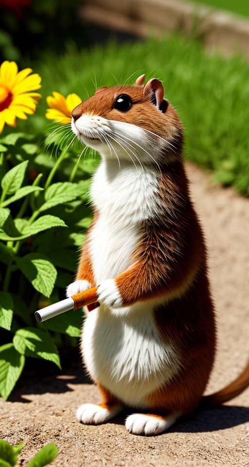 Gangster gopher smoking cigarette in garden