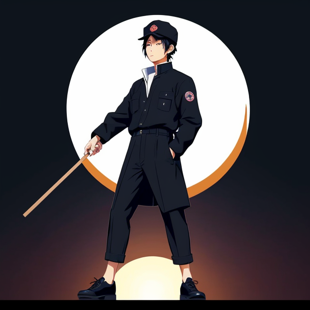 Japanese male student wearing basic full black navy Gakuran uniform cap and black shoes, showing full body length, with no background, planar vector, character design, japan style artwork, on a shamanic vision quest, with beautiful nocturnal sun and lush Amazon jungle in the background, subtle geometric patterns, clean white background, professional vector, full shot, 8K resolution, deep impression illustration, sticker type, vibrant color, colorful background, a painting illustration , 2D
