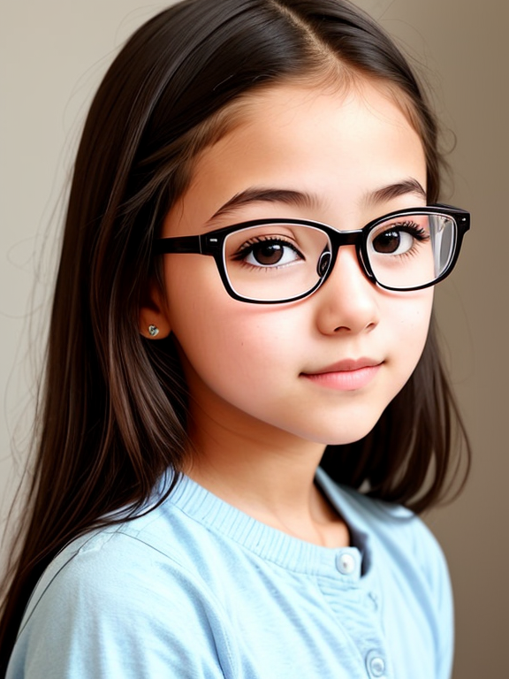 A girl wearing only glasses ,