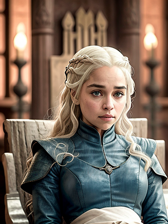 Daenerys targaryen sentada no trono de ferro 