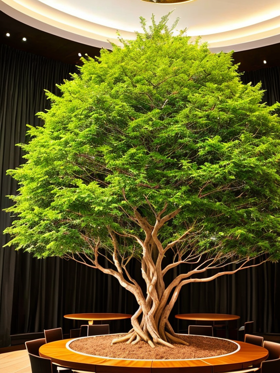 A representation of a tree that has strong roots (empathic professionalism), bears fruit that represents the customer's needs (commitment to the customer) and is enveloped in a glow that symbolises excellence.