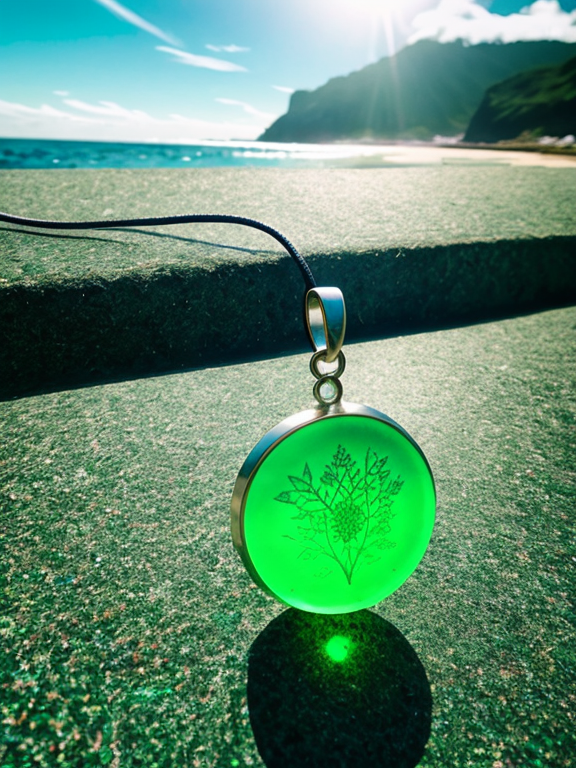 A beautiful green Amulet sinking in ocean