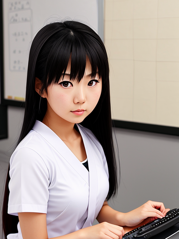 ANGRY young female Japanese teacher in anime style