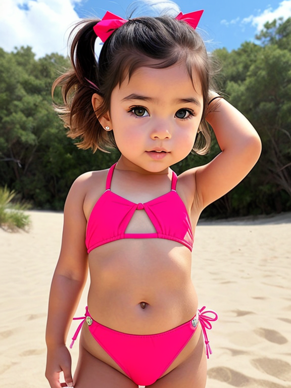 toddler girl in a tight bikini, cameltoe