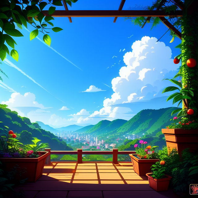To celebrate their garden’s might, A harvest fest they did ignite. Games and crafts, a potluck feast, With garden treats that never ceased., scenic view window, digital art by artists such as Loish, Ross Tran, and Artgerm, highly detailed and smooth, with a playful and whimsical feel, trending on Artstation and Instagram, 2d art, Lofi Music Anime Illustrations Wallpapers, unique and eye-catching thumbnails, covers for your YouTube videos and music tracks, Vector illustration, 2D, Anime style