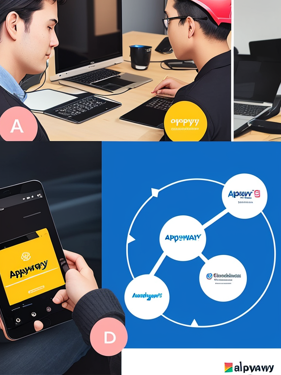 create a logo for Appyway's engineering team's huddle where we talk about everything tech related from mobile to backend's APIs . Appyway's business is round kerb side management and paying for parking. the main colours are yellow and pink