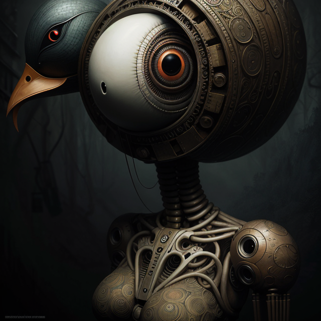  by Anton Semenov, pato robot gigante, abstract dream, intricate details <lora:Add More Details:0.7>