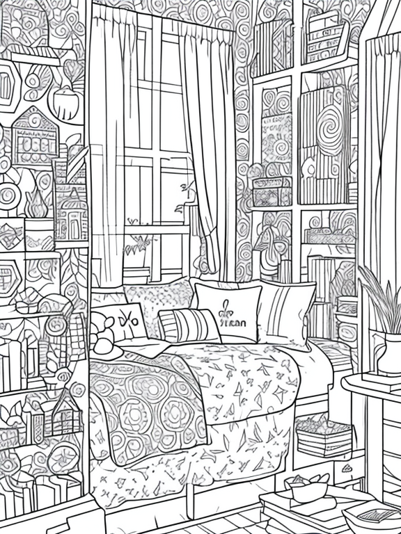 coloring pages ,Little Corner: Coloring Book for Adults and Teens, Super Cute Designs of Cozy, Hygge Spaces for Relaxation (Cozy Spaces Coloring)