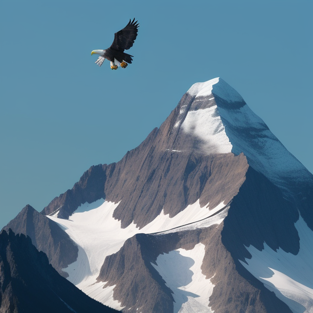 mountain with an eagle over it