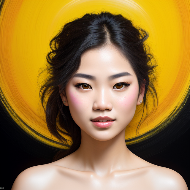 1girl, (masterpiece:1.2), (best quality:1.2), (extremely detailed), selfie from center front, (extremely detailed face), ultra-detailed eyes and pupils, broad shoulder, (ultra detailed), 8k, photorealistic, sport Minimalist geometric abstract oil or acrylic painting with a four color pattern only she is an Indonesian Asian girl, made from chalk white, flowing water from very hot thick paste paint, smiling excessively with very sharp teeth. The image, a striking painted portrait, captures his sharp features and intense gaze.The play of light and shadow drenches his unyielding expression in a captivating intensity, embodying the essence of a rebellious genius, Illustration that Highly detailed shadow monster in the grayish-colored fog of Athens, the Stoic philosopher, positioned in the center, with a reflective expression and toga, embodies Stoic wisdom and anger. The brushwork is masterful, bringing out the texture of his rugged features with remarkable realism. This portrait is a testament to the artist's skill in evoking the essence of Roark's uncompromising spirit. The dynamic image maintains vitality and movement, a bowl of burning coals on a table displays the yellow vibrancy against a dark background. Galloping horses with fiery feet, Towards the battlefield of the lich king's wrath A Phaeton-like chariot will take you west, And soon it will be a clear and drizzly night. This stunning photo shows the beauty of yellow dust frozen in time, radiating energy and joy. The sharpness of detail and clarity of color make this a truly captivating image, a masterful blend of art and action., smile, instagram shot, instagram style, in the bedroom, looking at viewer, facing front, smiling, perfect skin, cinematic lighting, fair skin, black hair, black eyes, portrait photo, slender, no makeup, nikon RAW photo, 8k, Fujifilm XT3, photorealistic, detailed face, fair skin, perfect shape, slim face, indoors, dim lighting, sleeveless, armpits, petite, (looking at viewer:1.2), <lora:sieunlorashy:1>