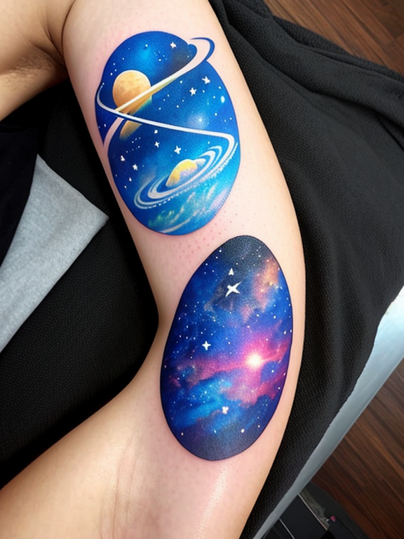 space themed and traveling tattoo