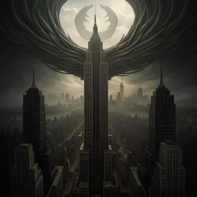  by Anton Semenov, House of the dragon takes over the empire state building, abstract dream, intricate details <lora:Add More Details:0.7>