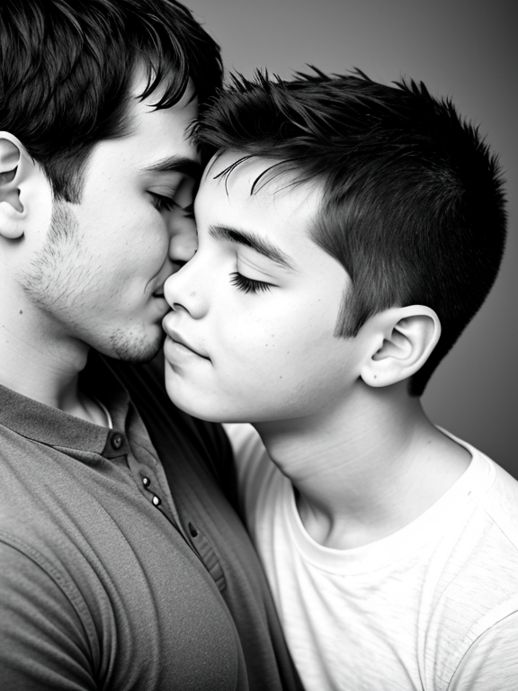 father and son kiss