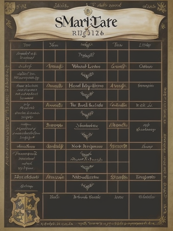 a template for a wedding chart inspired by harry potter 
