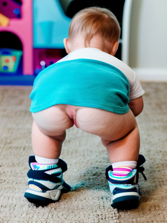 Back pov of white toddler with big butt