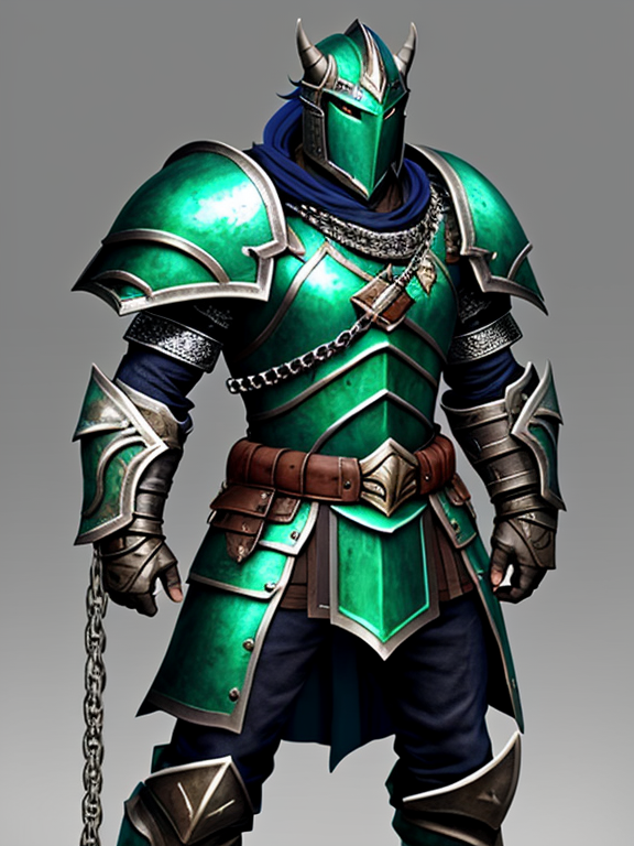 Blue Dragonborn paladin with green eyes, muscular, flail and shield in hand wearing niceish clothes with chain mail under it