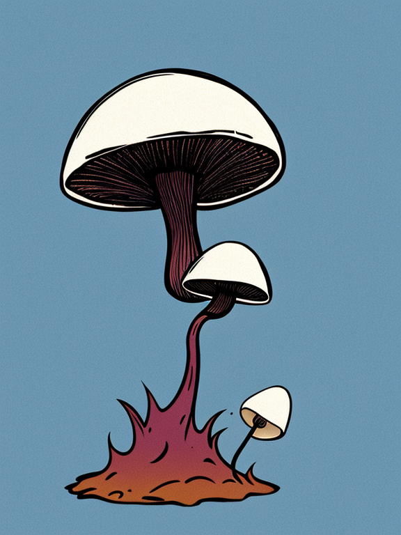 cartoon image of mushroom coming out of skull
