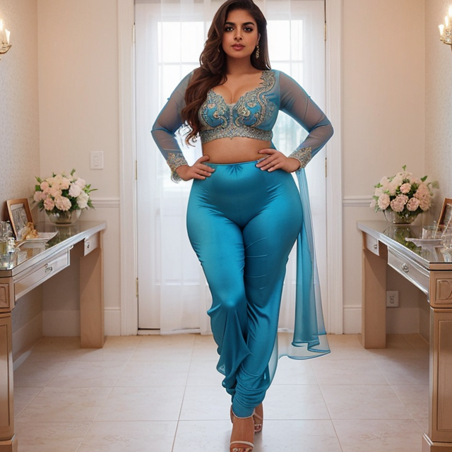 a photo of a beautiful, cute, very beautiful,  healthy, chubby,  young Pakistani teen girl,  hourglass figure, curvy, thin waist,   round big Ponderous hips,  protrudes upwards and outwards, bubble butt, steatopygia,  transparent, silk, satin,  shalwar kameez, heels, in wedding function, , standing behind the counter, blue eyes, shiny skin, freckles, detailed skin, price labels, a masterpiece