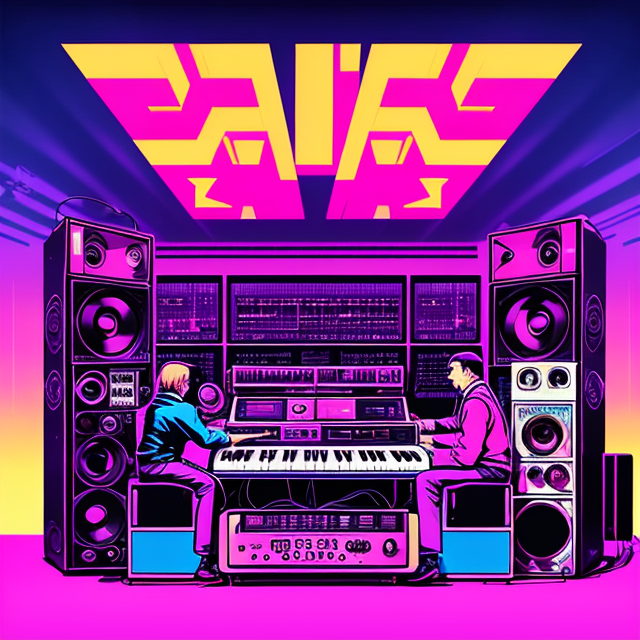 create an album cover. dimensions of 1400 x 1400 px. musicians, using synthesizer keyboards from the 80s synthpop, synthwave  style, 80s