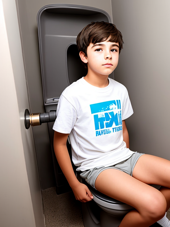 Teen boy poop on toilet