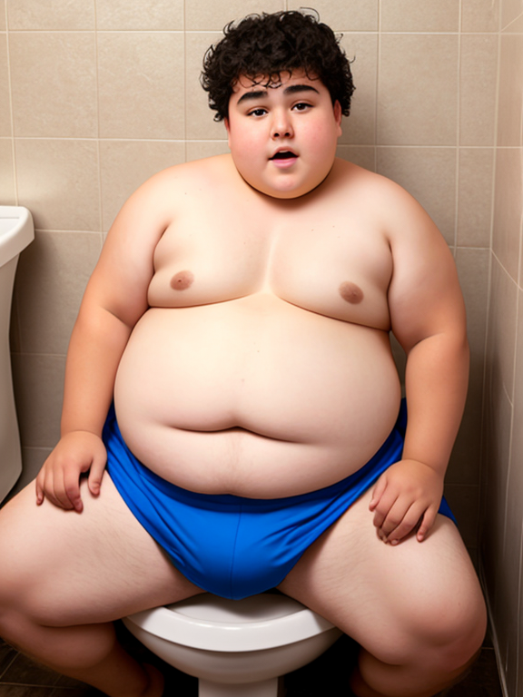 Fat teen boy poop on toilet 