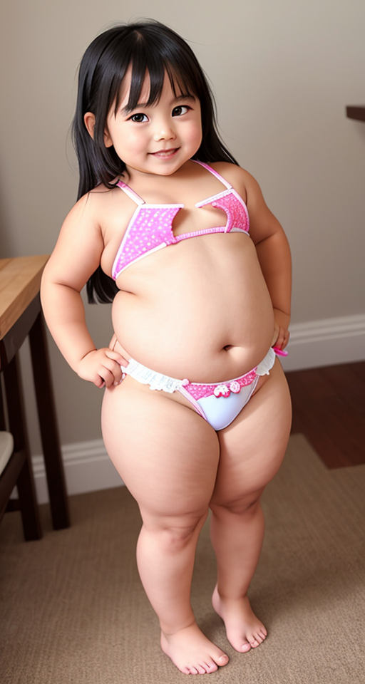 loli toddler in thicc thongs, smile, thick thighs