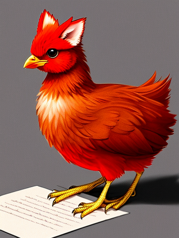 Red baby hen drawing an Letter A