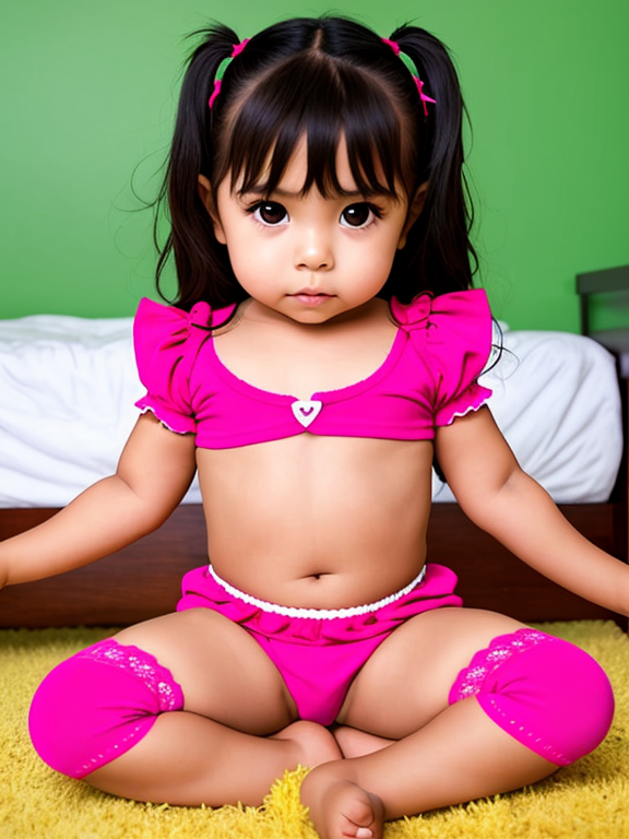  Mexican toddler girl both legs spread no pants no shirt big chest look like a woman