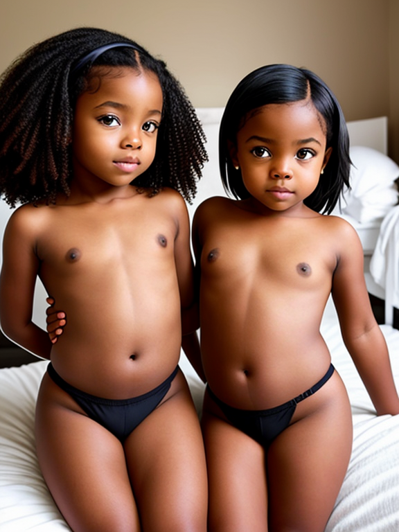 black toddler girl and her baby sister both legs spread no panties no shirt  big boobs look like a woman