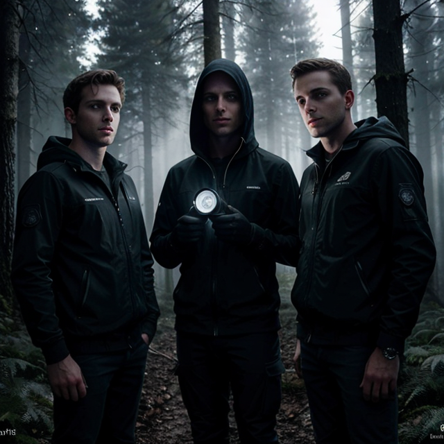 a photo of a beautiful, cute, The moment the boys' flashlights go out, leaving them in complete darkness. Their faces are shown in varying degrees of fear and shock as they stand close together, surrounded by the pitch-black forest. The only light is the faint, eerie glow of the moon barely visible through the trees., standing behind the counter, blue eyes, shiny skin, freckles, detailed skin, price labels, a masterpiece