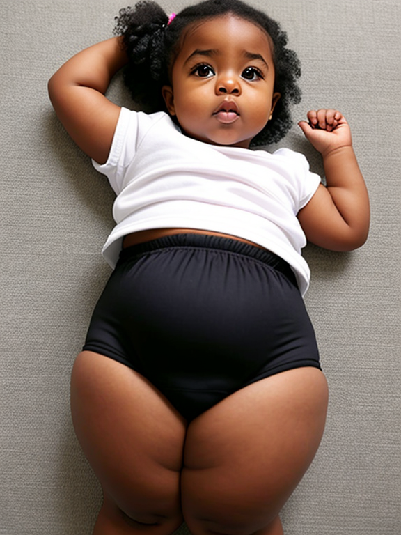 Fat black Toddler girl in too small Diaper